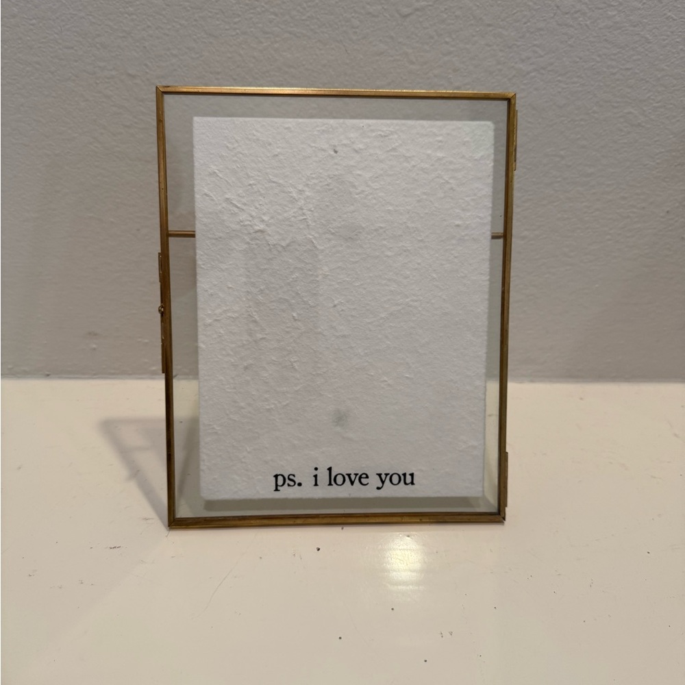 Brass Gold Tone 6x8 Floating Picture Frame with Easel